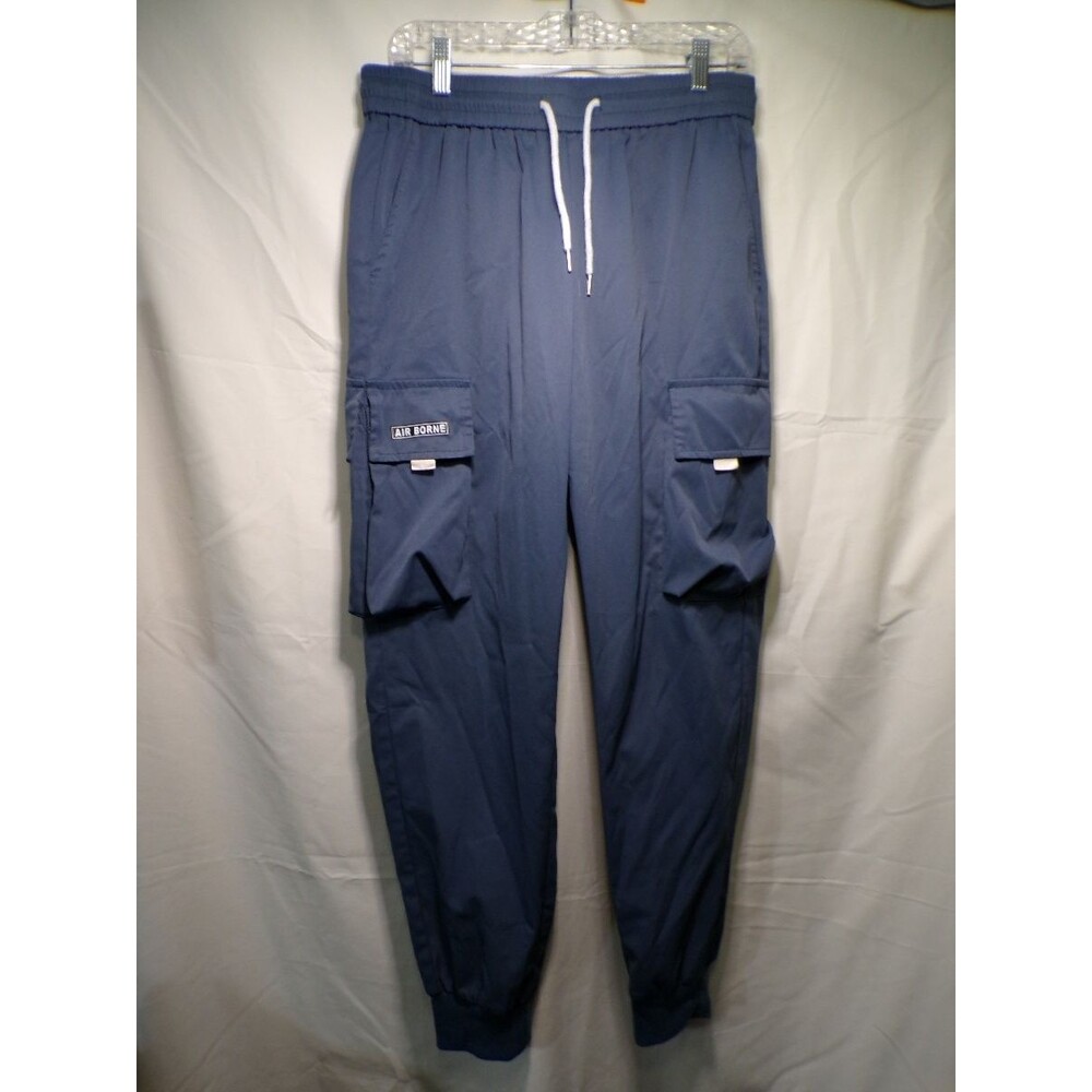 Airborne Men's Cargo Jogger Pants Navy Blue Drawstring Size L